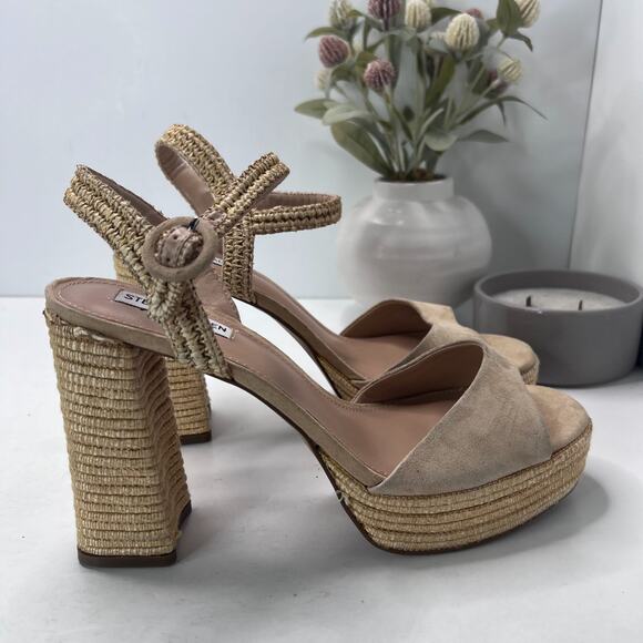 Steve Madden Strada Raffia Espadrille Block Heel Platform Women's 11 Summer - Picture 3 of 11